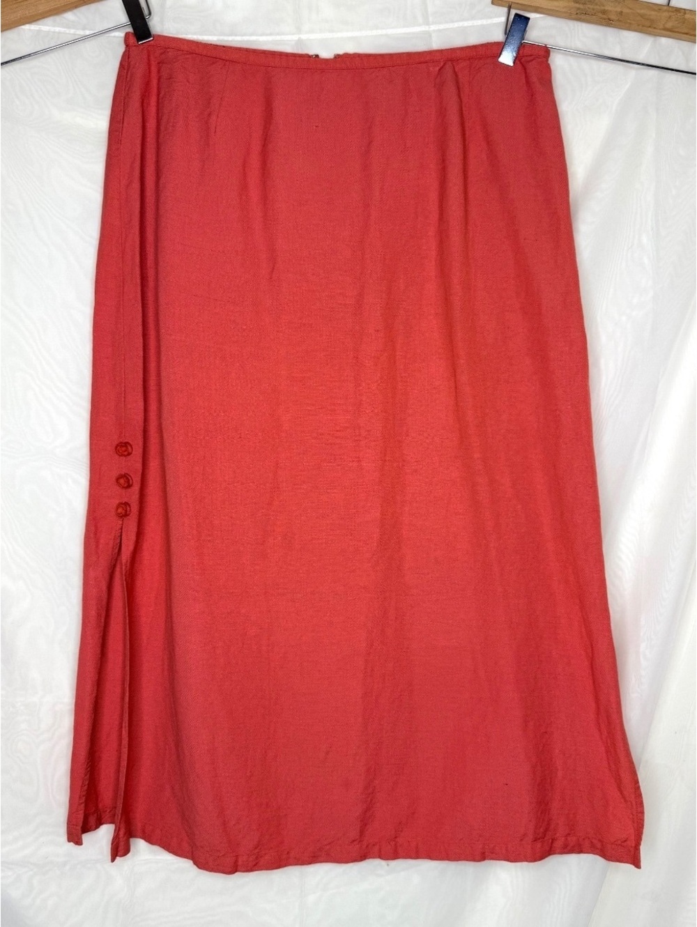 Norton Studio Coral Linen-Blend Midi Skirt XL